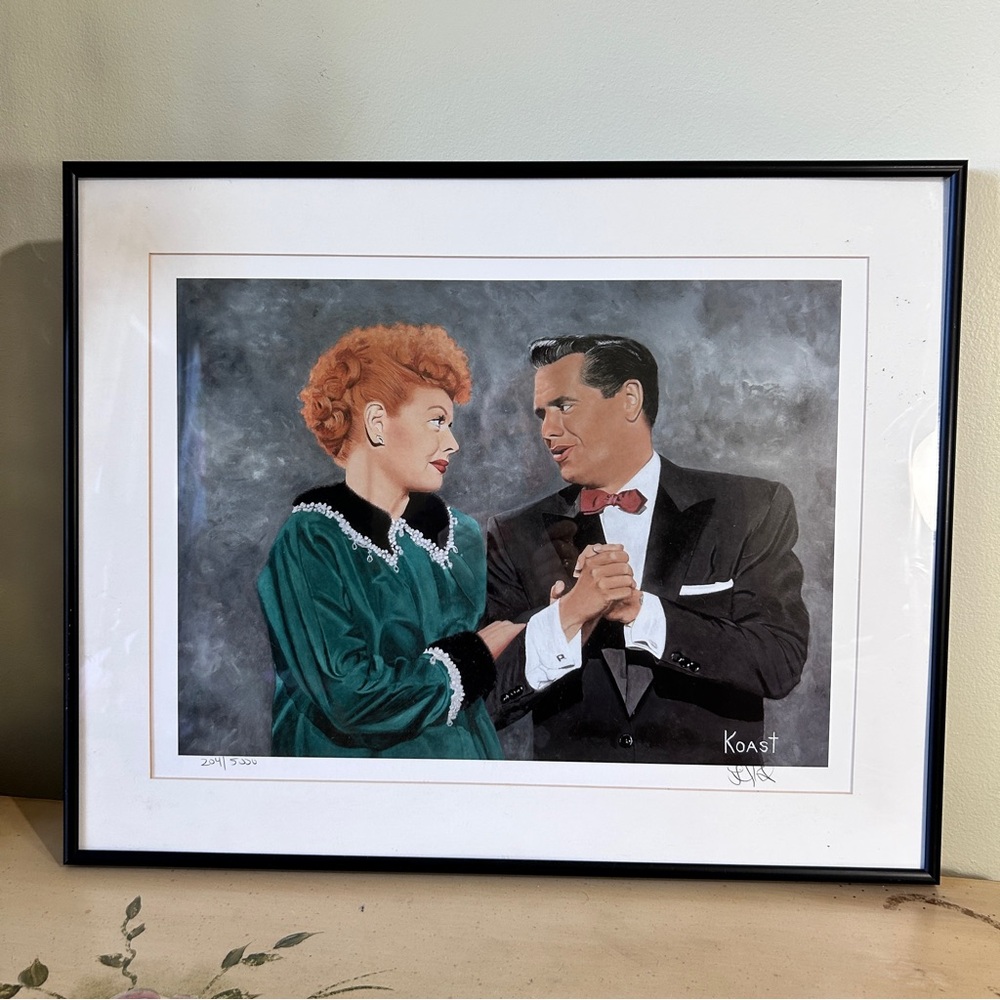 Lucille Ball & Ricky I Love Lucy Framed Art Signed Linda Koast 204/5000
